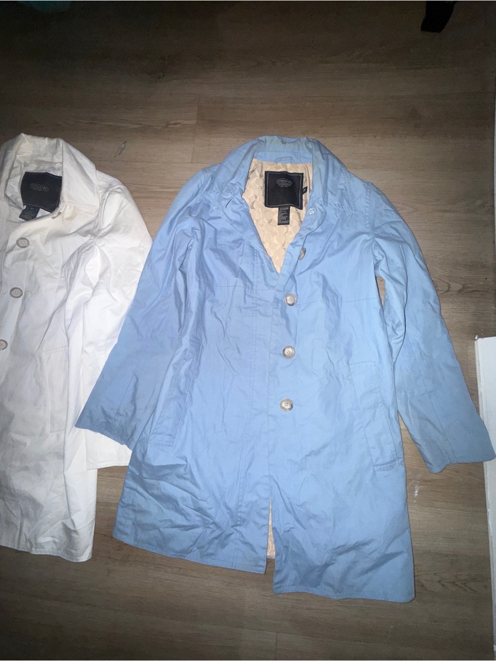 Coach Light Blue Single-Breasted Trench Coat